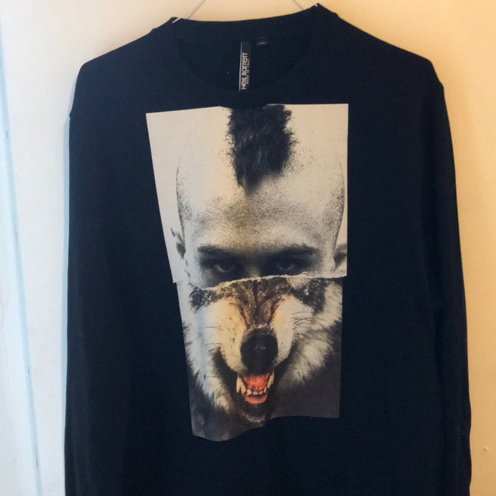 Neil Barrett Mohawk Wolf print crew neck
